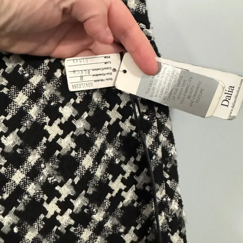 NWT Dalia Collection Wool Blend Short Pencil Skirt Size 8 Black & White Tweed - Picture 9 of 9